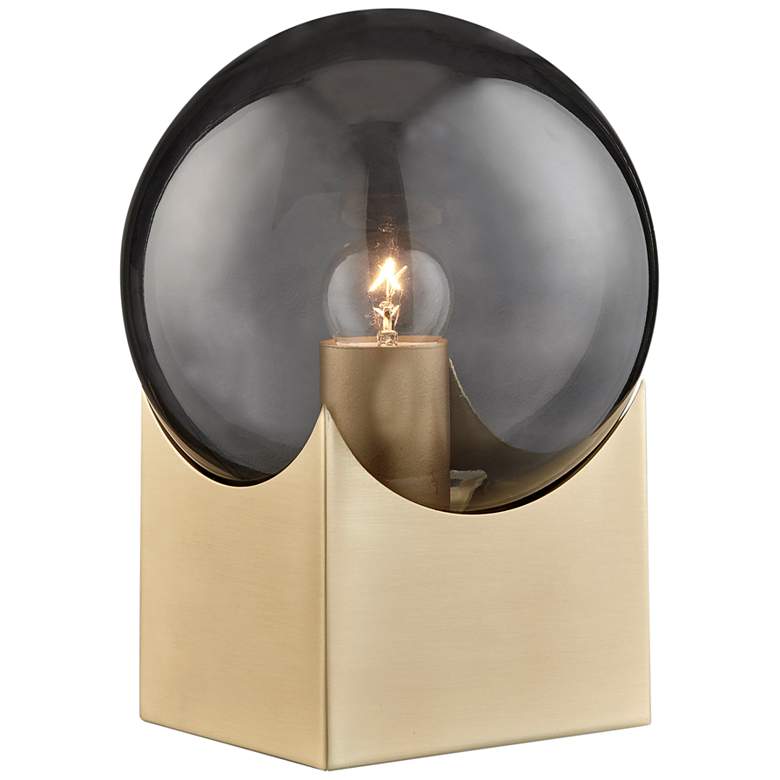Image 2 Oksena 11 inch High Gold and Smoke Glass Orb Modern Accent Table Lamp