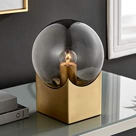 Image1 of Oksena 11" High Gold and Smoke Glass Orb Modern Accent Table Lamp