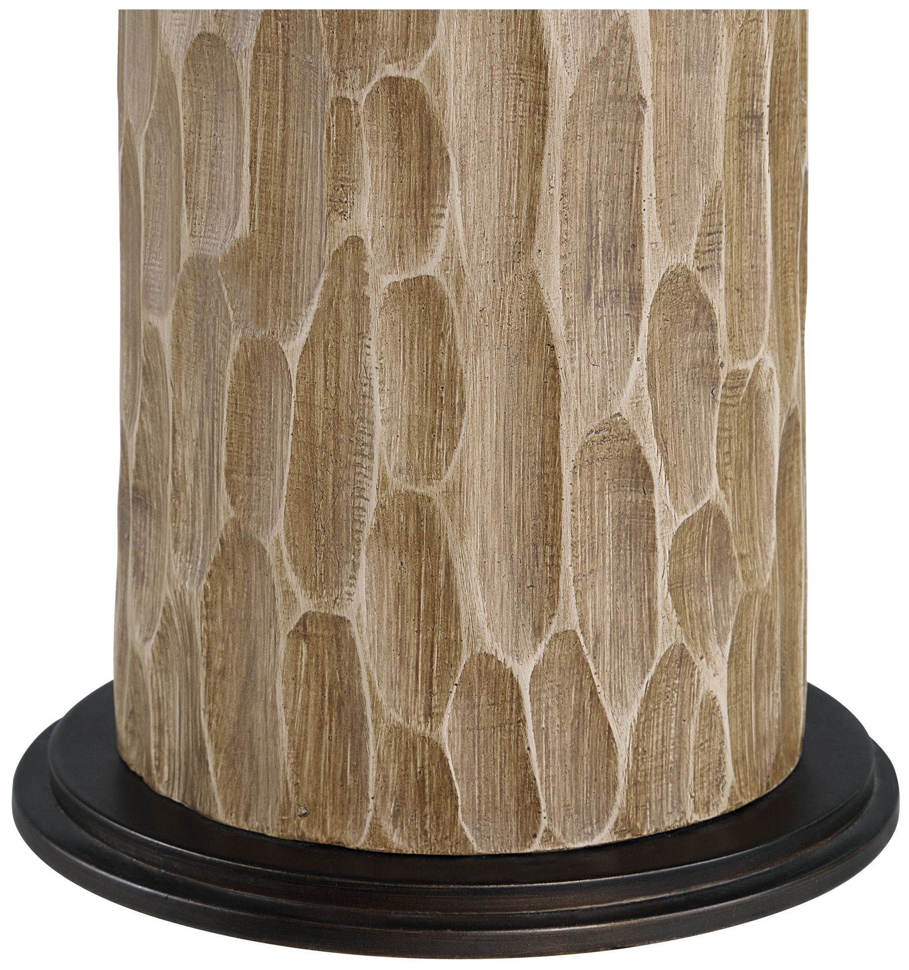 Image 4 Ola 20.5" Tall Carved Beige Resin Table Lamp with Tapered Linen Shade more views