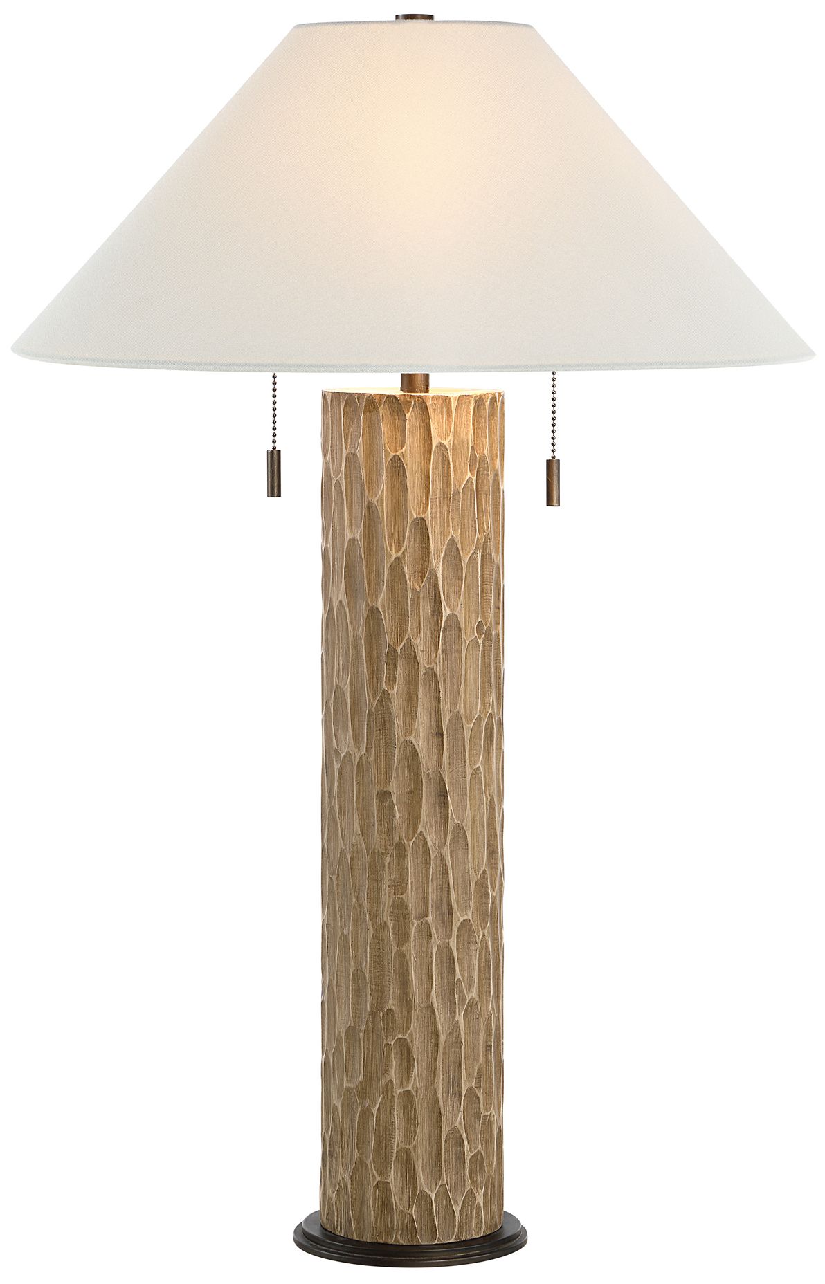 Image 5 Ola 20.5" Tall Carved Beige Resin Table Lamp with Tapered Linen Shade more views