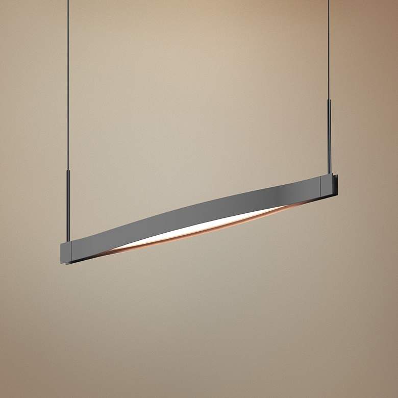 Image 1 Ola 28" Wide Black Linear LED Kitchen Island Light Pendant