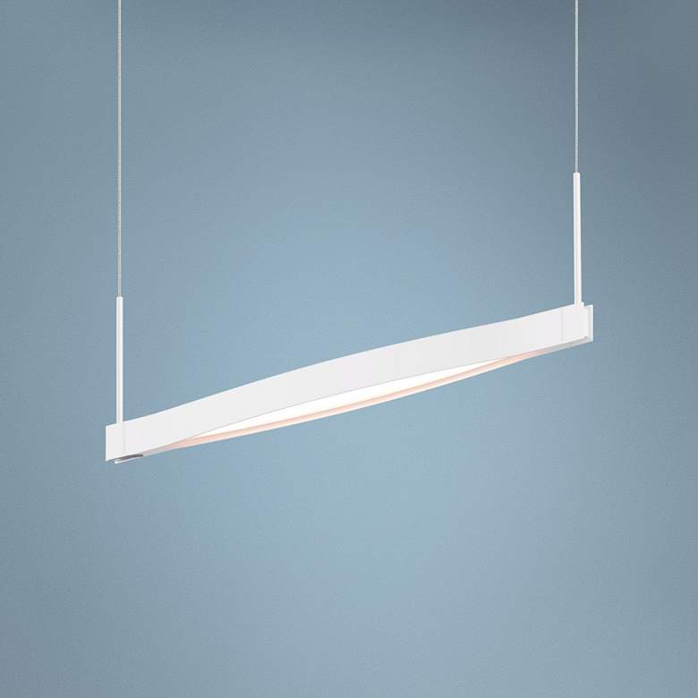Image 1 Ola 28" Wide White Linear LED Kitchen Island Light Pendant