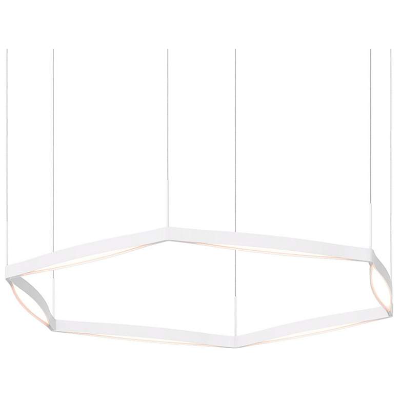 Image 1 Ola 55 inch Wide 6-Light Satin White LED Pendant