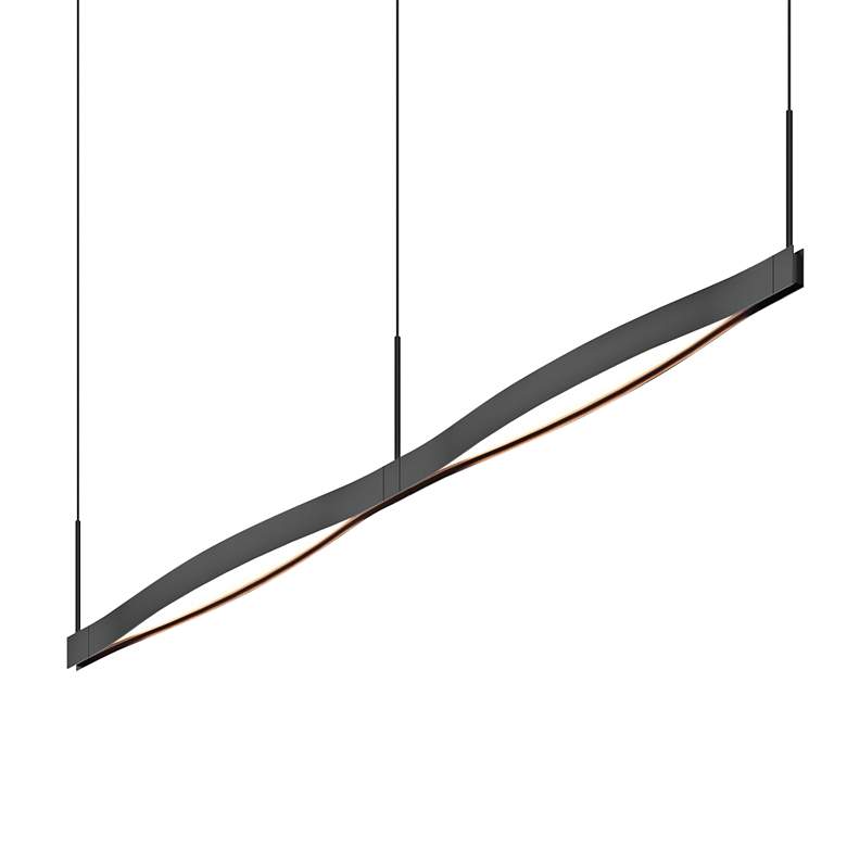 Image 2 Ola 55 inch Wide Satin Black LED Kitchen Island Light Pendant