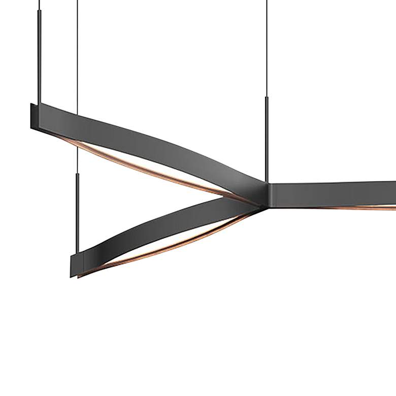 Image 3 Ola&#8482; 55 inch Wide Satin Black LED Kitchen Island Light Pendant more views