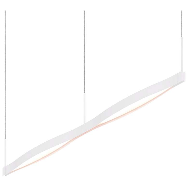 Image 1 Ola 55 inch Wide Satin White Double Linear Remote Driver LED Pendant