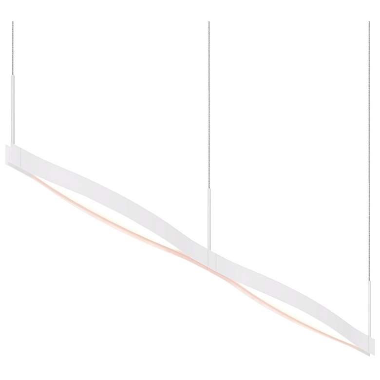 Image 2 Ola 55 inch Wide Satin White LED Kitchen Island Light Pendant