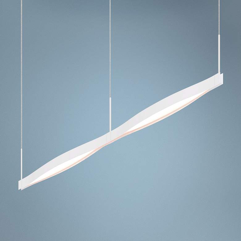 Image 1 Ola 55 inch Wide Satin White LED Kitchen Island Light Pendant