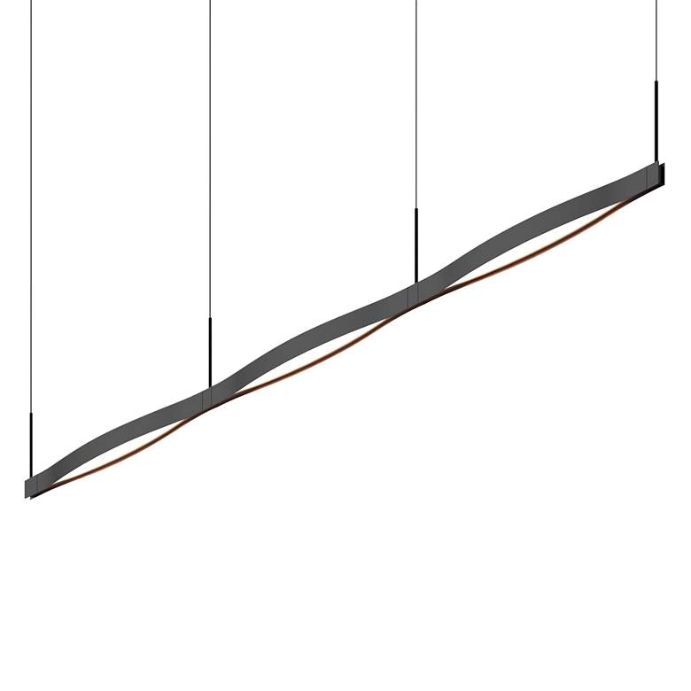 Image 2 Ola 82" Wide Satin Black LED Kitchen Island Light Pendant