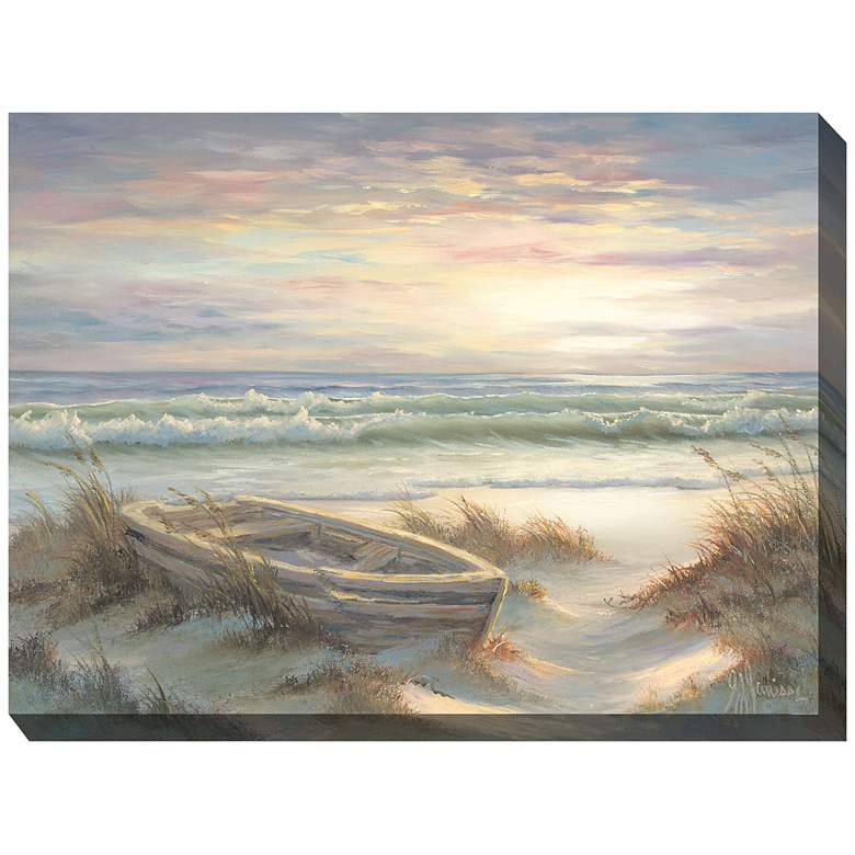 Image 2 Old Dinghy 40" Wide Rectangular Outdoor Canvas Wall Art