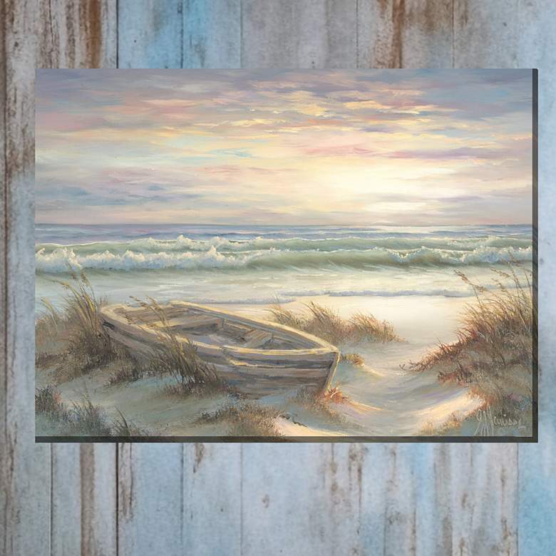 Image 1 Old Dinghy 40" Wide Rectangular Outdoor Canvas Wall Art