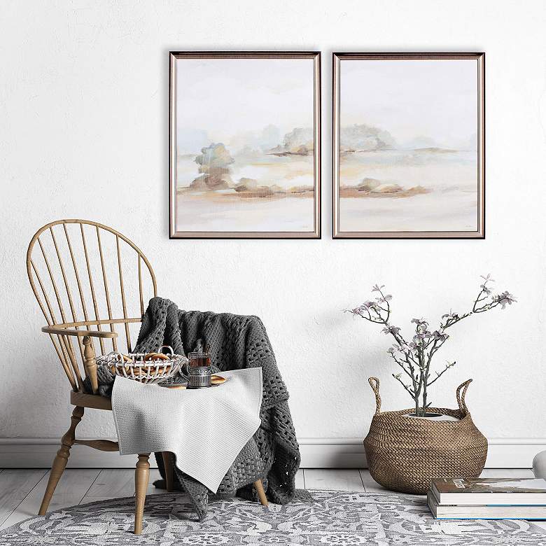 Image 2 Old Farm Landscape 17"W x 21"H Non-Glass Framed Art Set of 2 more views
