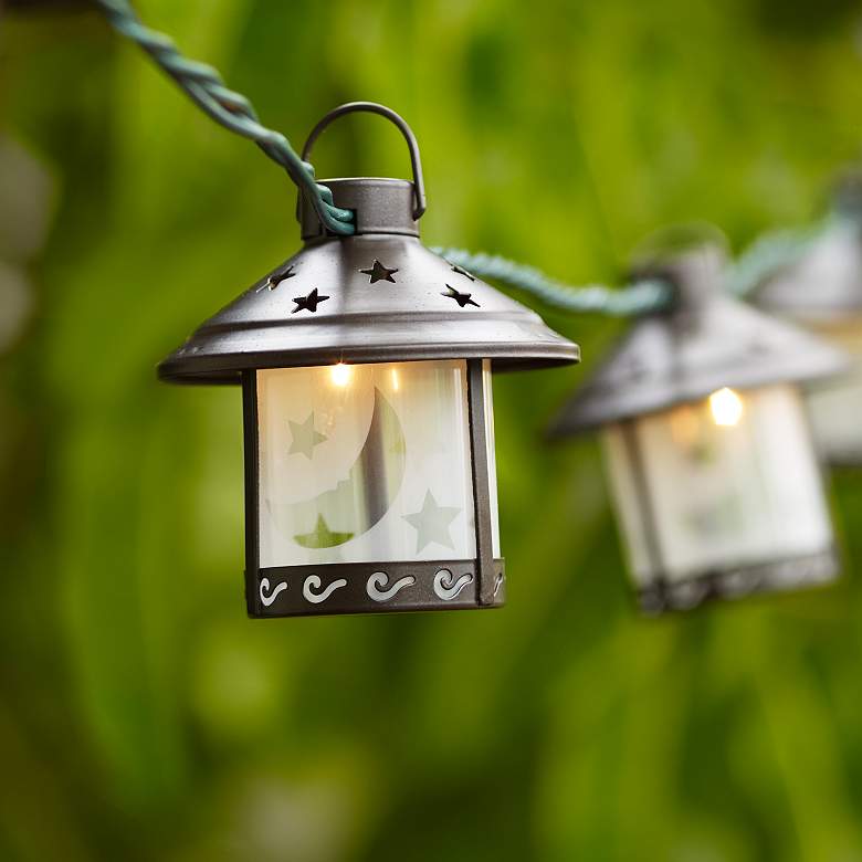 Image 1 Old Fashioned Metal Moon Lantern Party String Lights