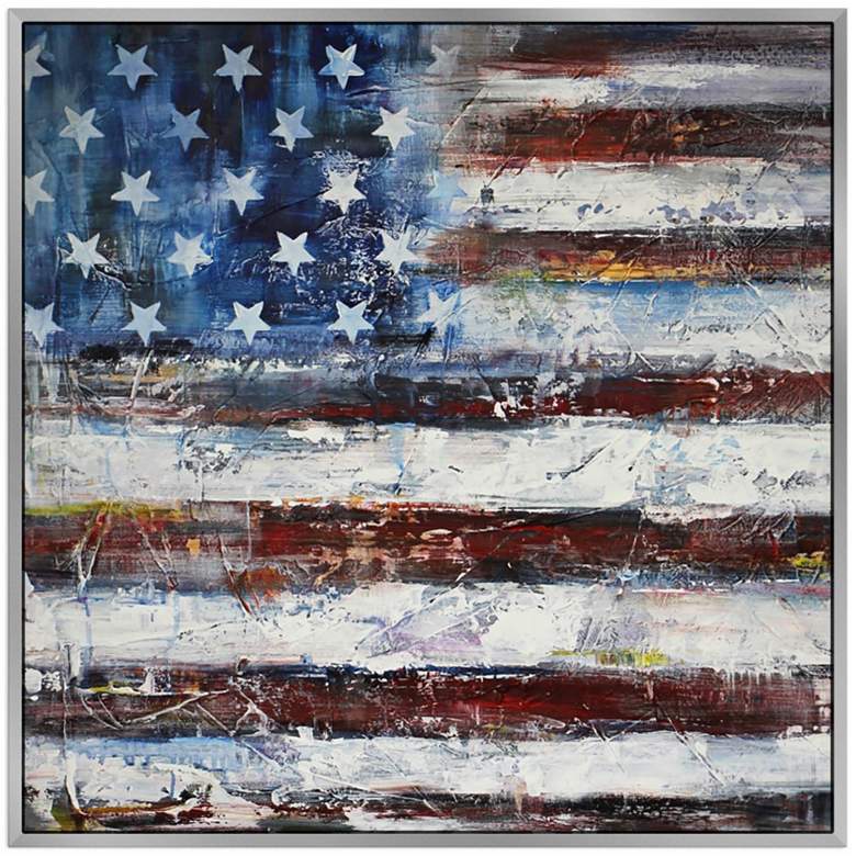 Image 1 Old Glory 40 inch Square Framed Canvas Wall Art