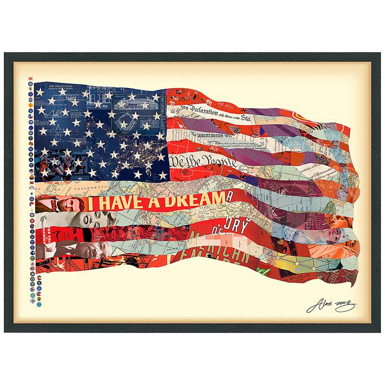 Image 2 Old Glory 40" Wide Dimensional Collage Framed Wall Art