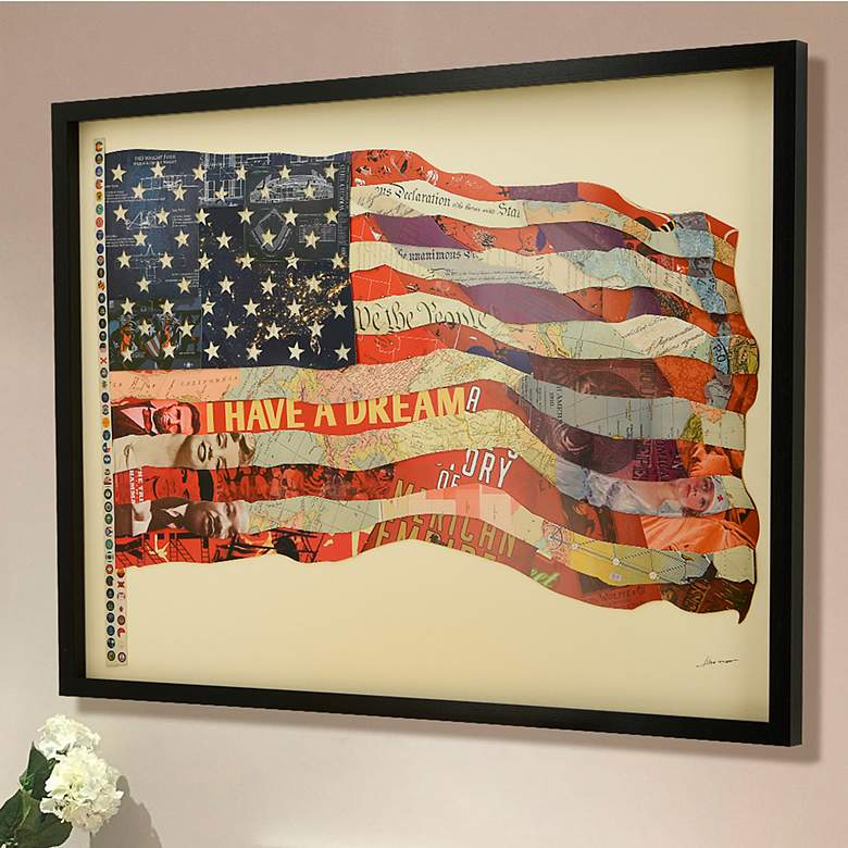 Image 1 Old Glory 40" Wide Dimensional Collage Framed Wall Art
