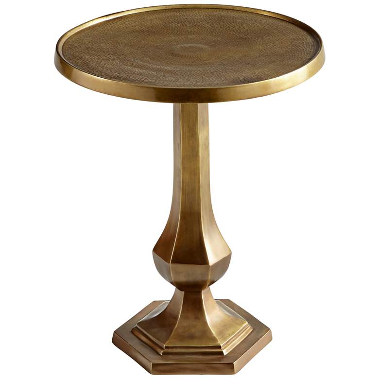 Image 1 Old Sport 20 inch Wide Antique Brass Round Pedestal Side Table