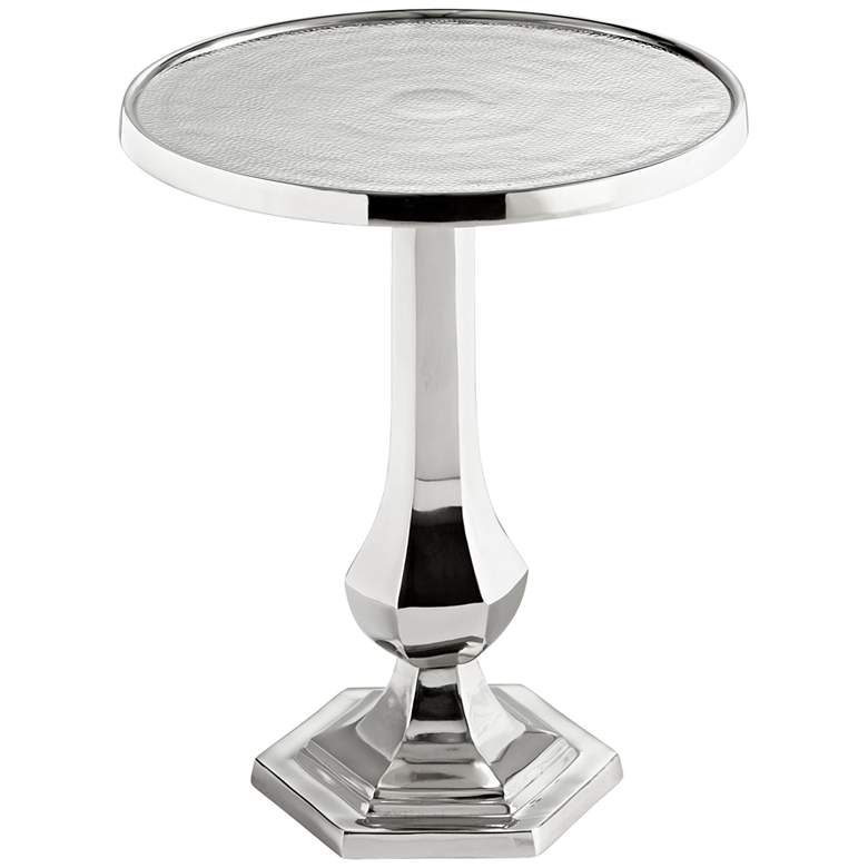 Image 1 Old Sport 20 inch Wide Polished Nickel Round Pedestal Side Table