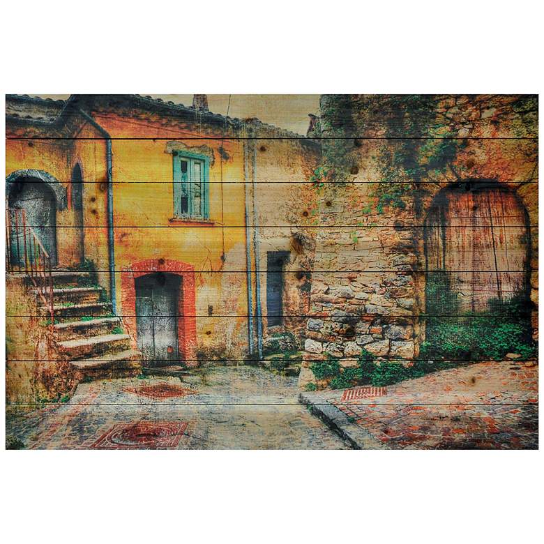 Image 2 Old Town 45"W Rectangular Giclee Print Solid Wood Wall Art