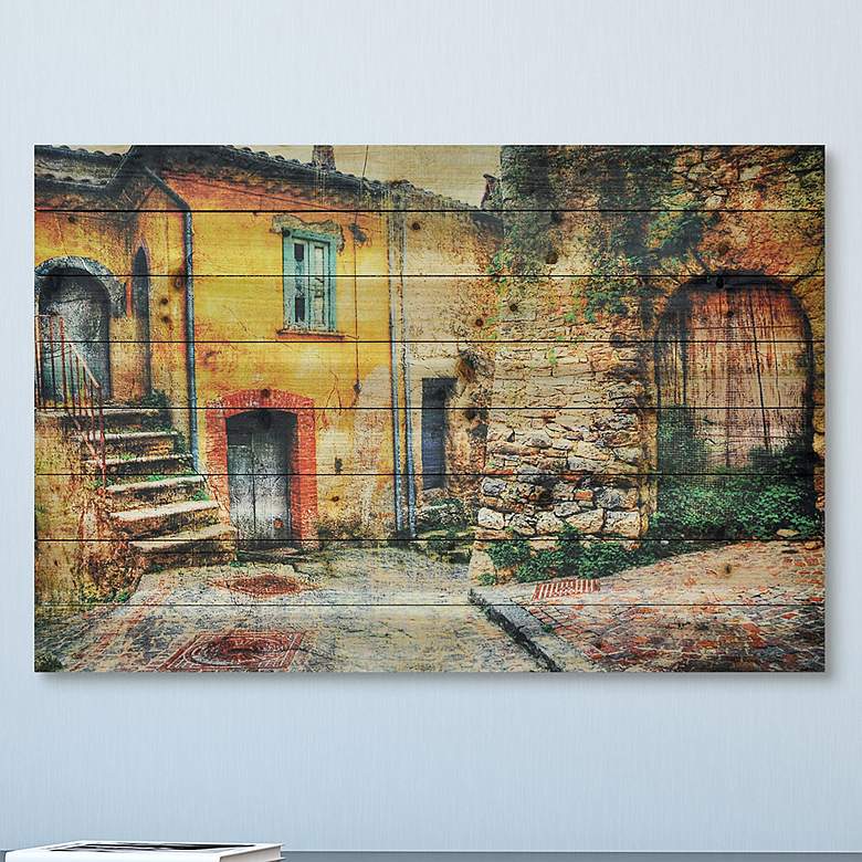 Image 1 Old Town 45"W Rectangular Giclee Print Solid Wood Wall Art