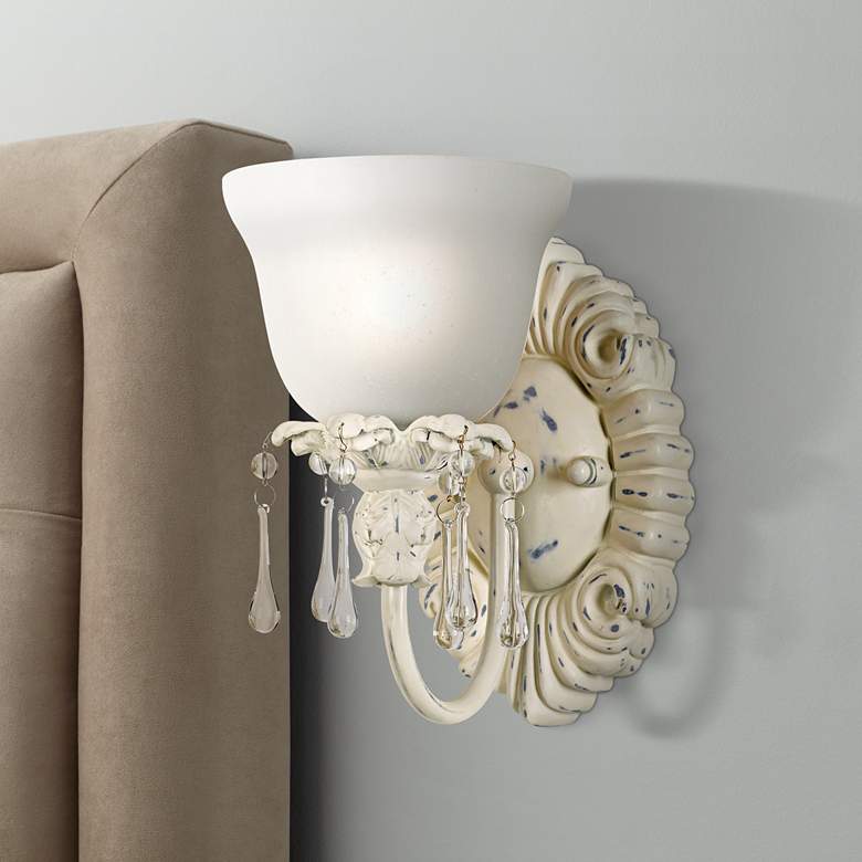 Image 1 Old World Designer 5 3/4" Wide Antique White Sconce