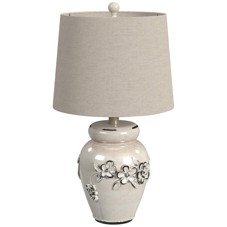 Image 1 Old World Eleanore Crackled Ivory Ceramic Jar LED Table Lamp