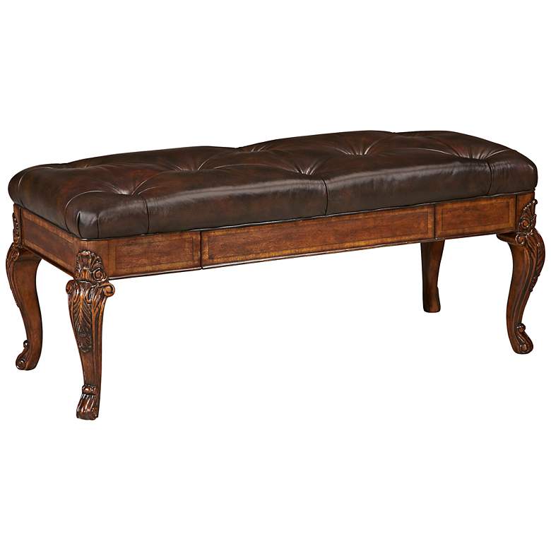 Image 1 Old World Faux Leather Upholstered Storage Bench