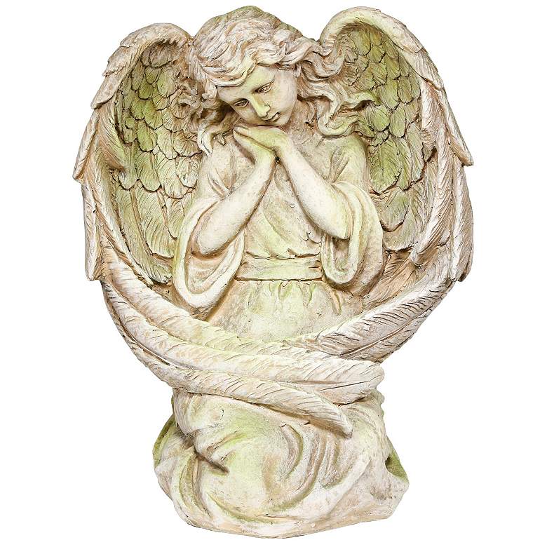 Old World Guardian Angel 19&quot; High Mossy Stone Outdoor Statue