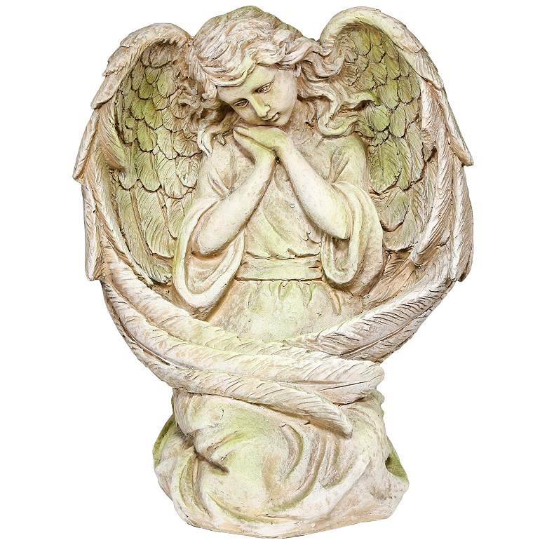 Image 1 Old World Guardian Angel 19" High Mossy Stone Outdoor Statue