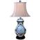 Olde World Blue and White Oval Vase Porcelain Table Lamp