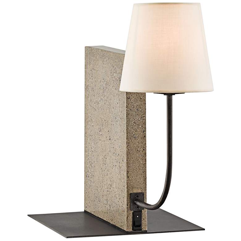 Image 1 Oldknow Polished Concrete and Aged Steel Bookcase Lamp