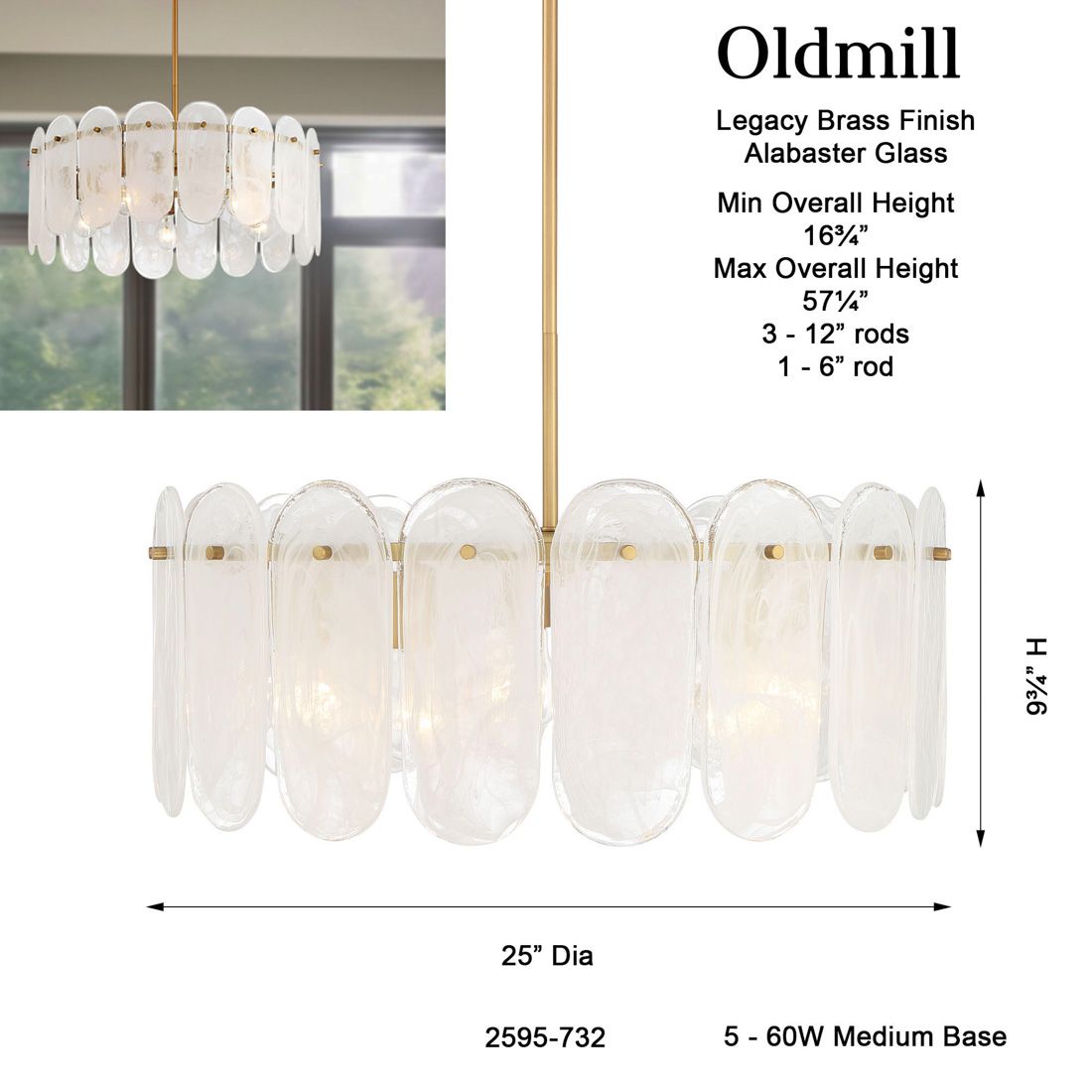 Oldmill 25" Wide Legacy Brass Drum Pendant Light