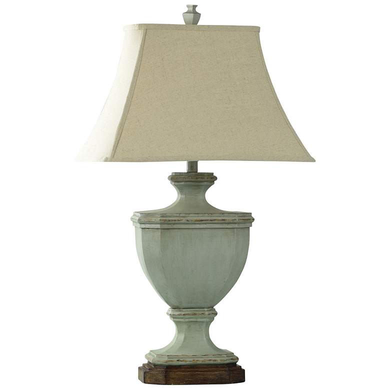 Image 1 Oldsbury Farmhouse Style 34" Blue Table Lamp With Beige Shade