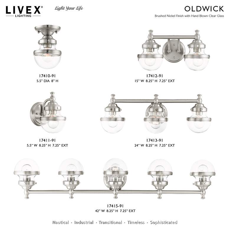 Image 3 Oldwick 1 Light Brushed Nickel Wall Sconce more views