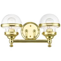 Oldwick 15&quot; Wide Polished Brass 2-Light Bath Light