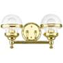 Oldwick 15" Wide Polished Brass 2-Light Bath Light