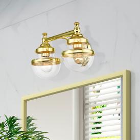 Oldwick 15" Wide Polished Brass 2-Light Bath Light Oldwick 15" Wide Polished Brass 2-Light Bath Light