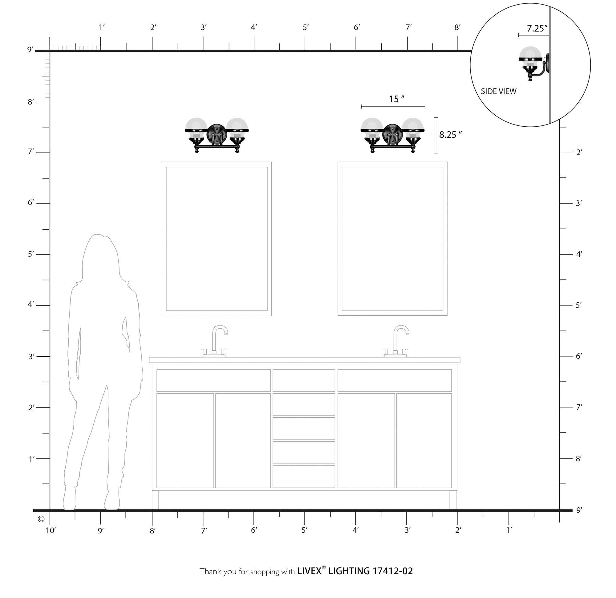 Oldwick 15" Wide Polished Brass 2-Light Bath Light