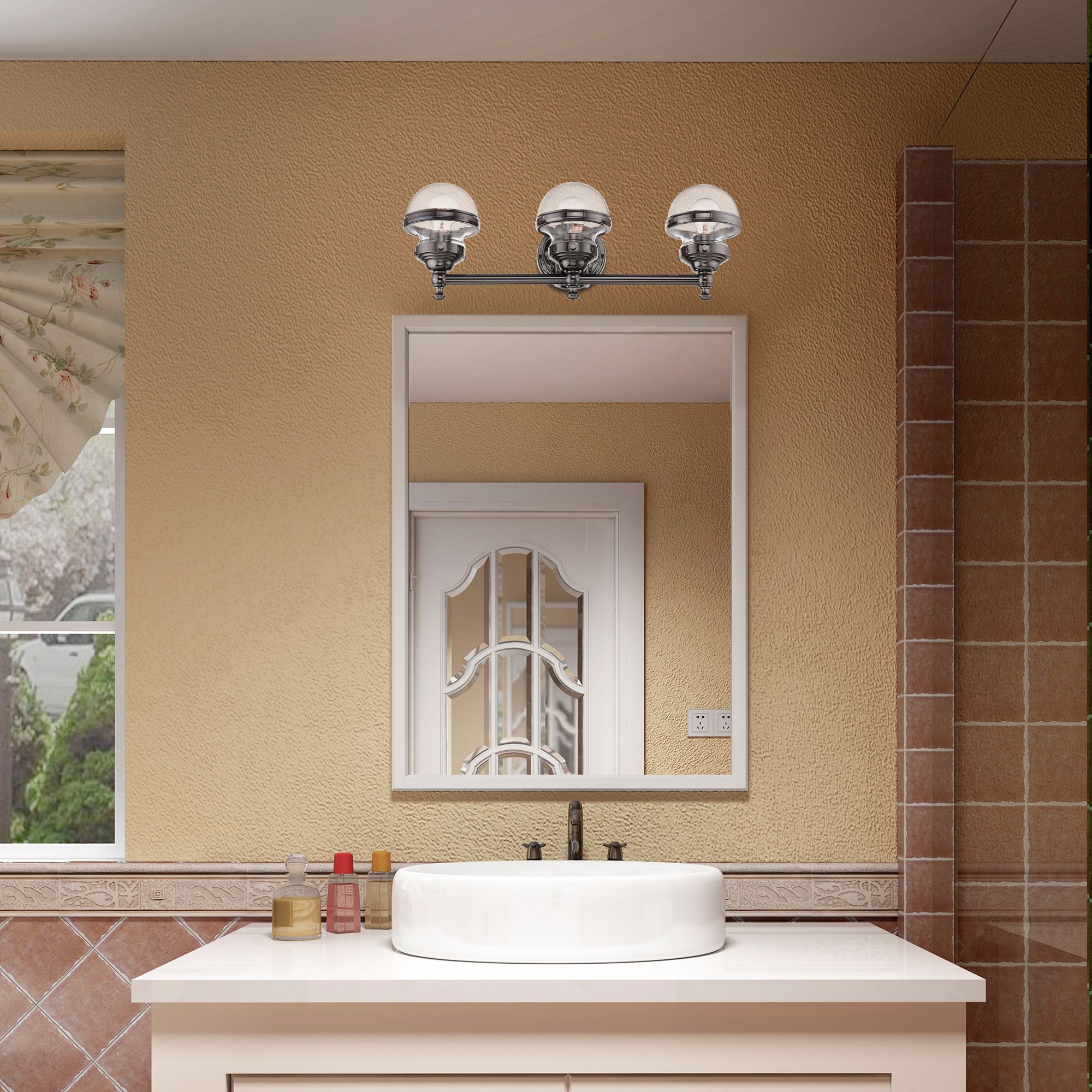 Oldwick 24" Wide Polished Black Chrome 3-Light Bath Light in scene