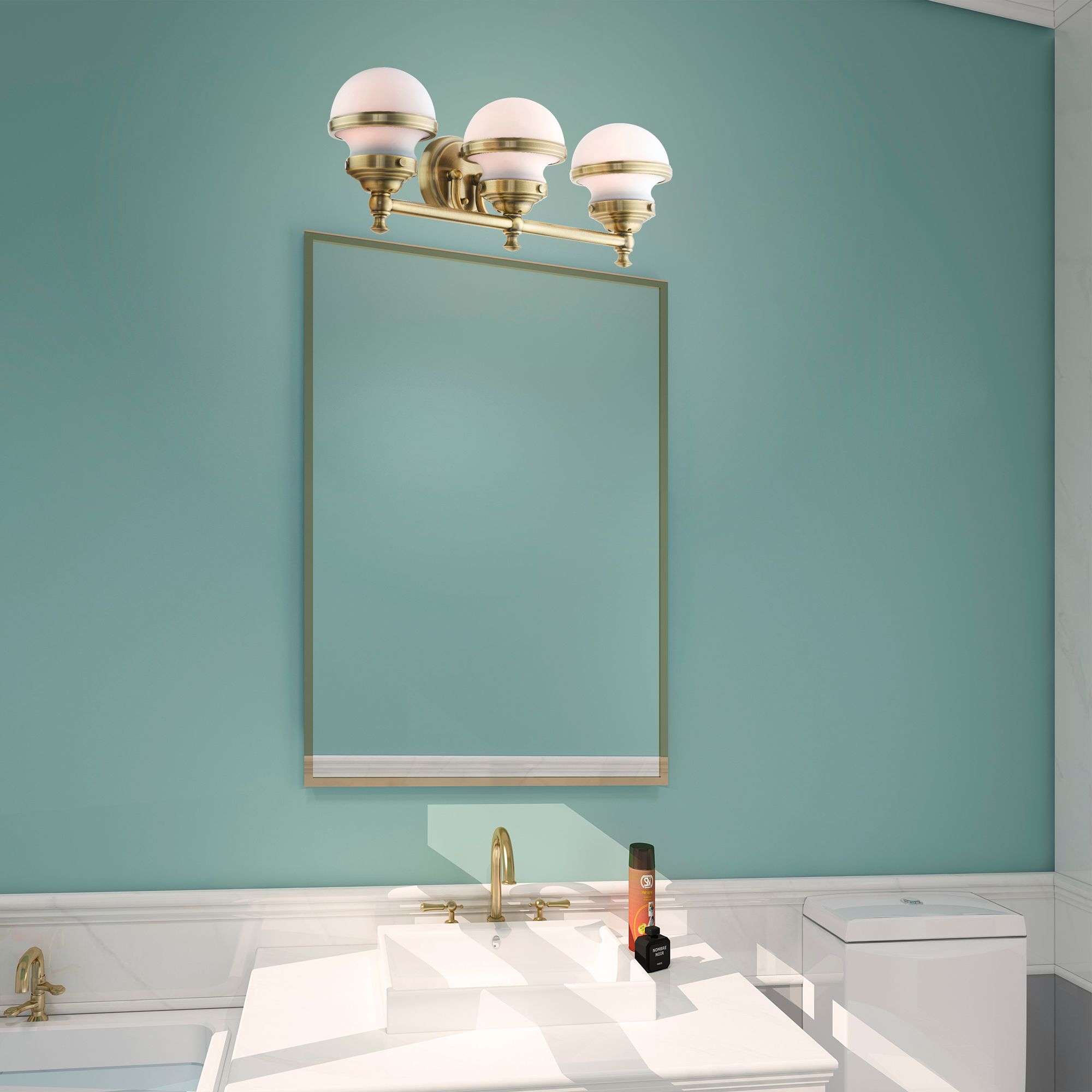 Oldwick 3 Light Antique Brass Bath Vanity