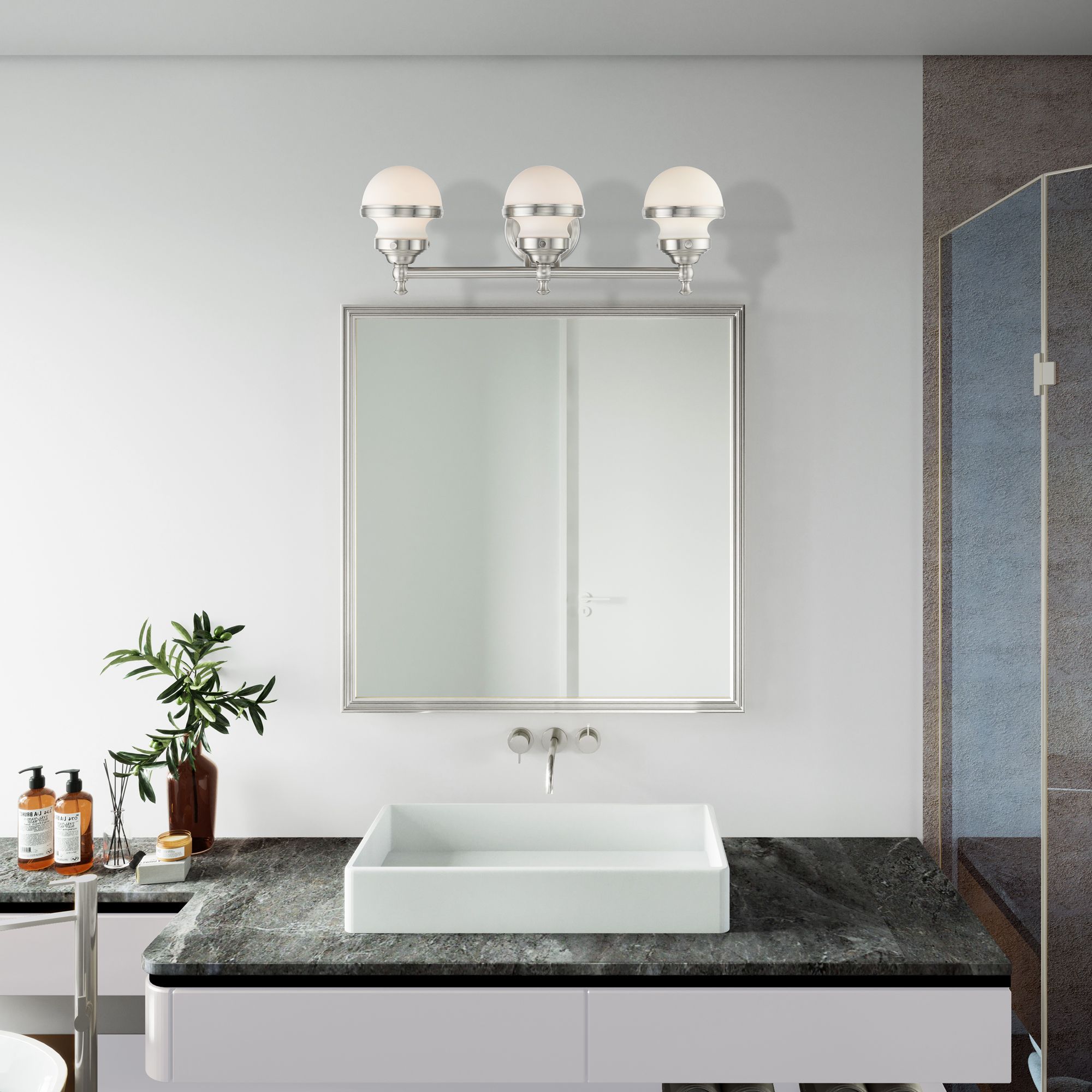 Oldwick 3 Light Brushed Nickel Bath Vanity