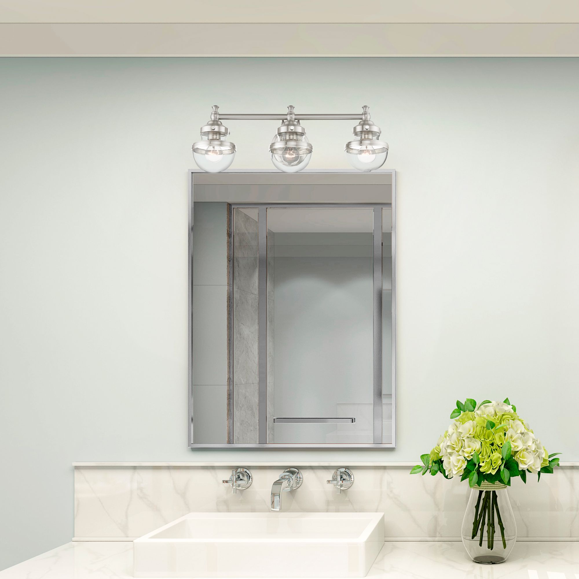 Oldwick 3 Light Brushed Nickel Bath Vanity