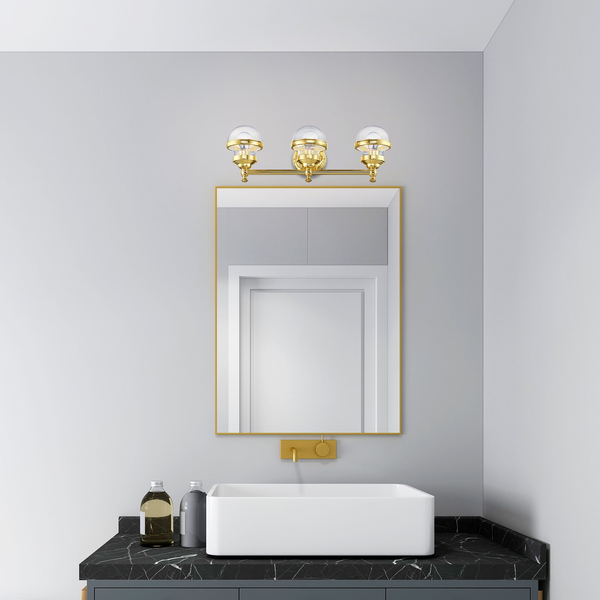 Oldwick 3 Light Polished Brass Bath Vanity