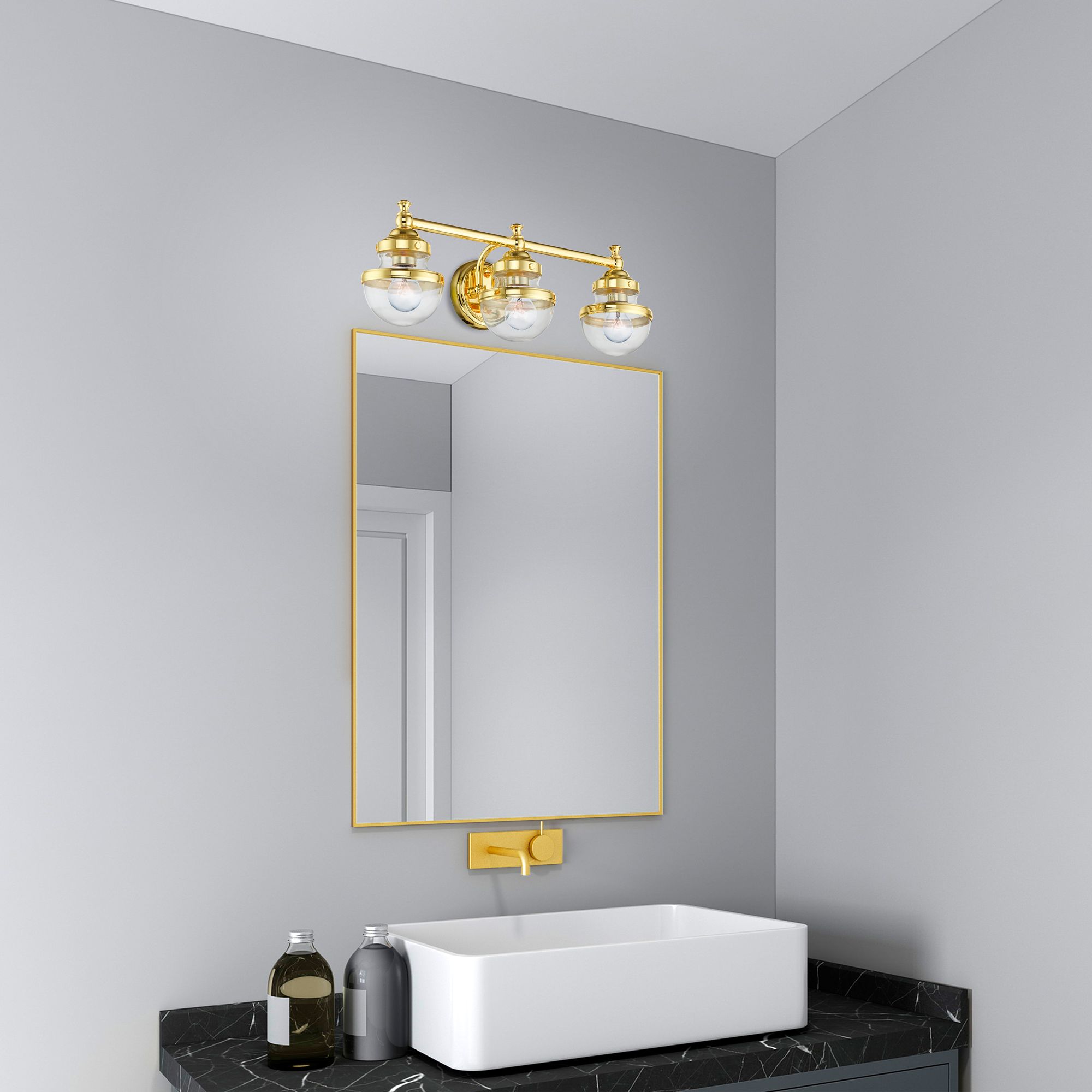 Oldwick 3 Light Polished Brass Bath Vanity