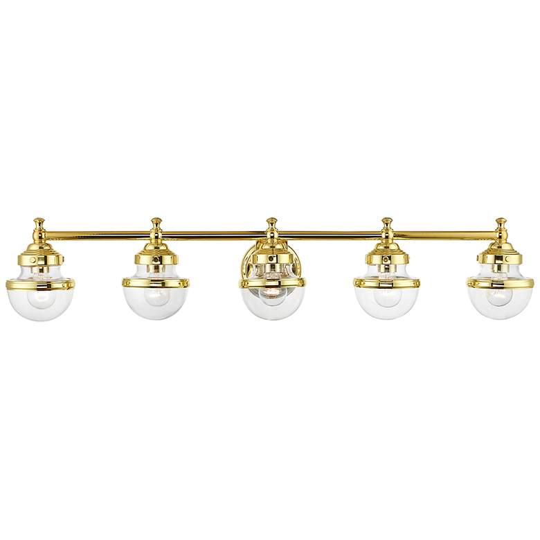 Image 2 Oldwick 42" Wide Polished Brass 5-Light Vanity Bath Light