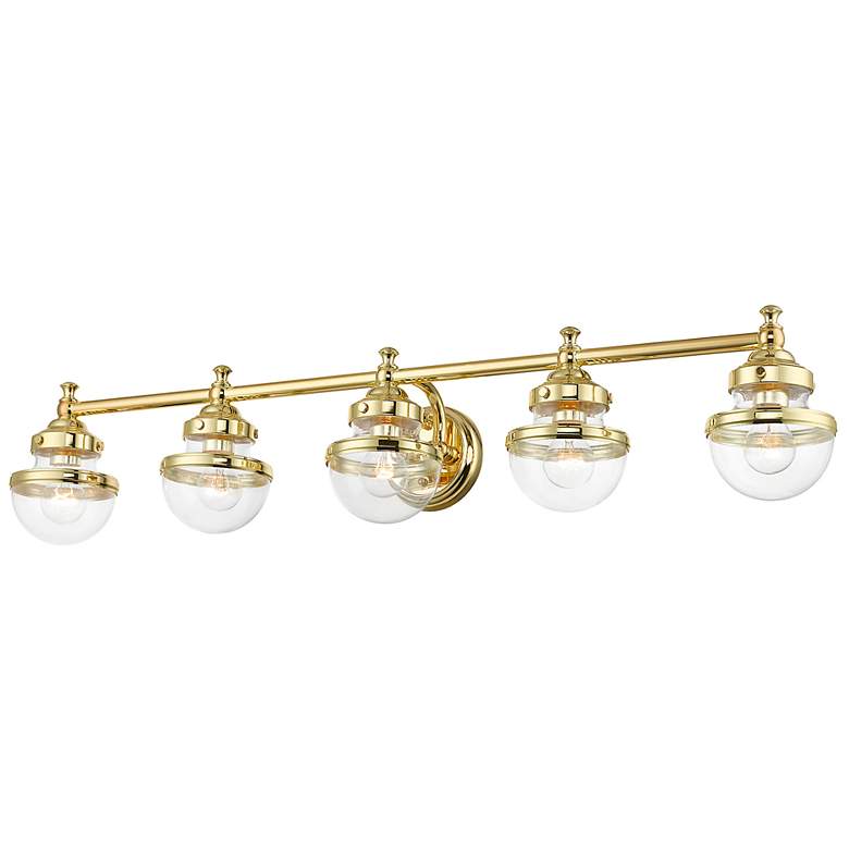 Image 6 Oldwick 42" Wide Polished Brass 5-Light Vanity Bath Light more views