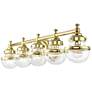 Oldwick 42" Wide Polished Brass 5-Light Vanity Bath Light