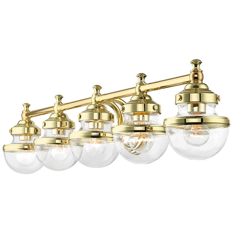 Image 7 Oldwick 42" Wide Polished Brass 5-Light Vanity Bath Light more views