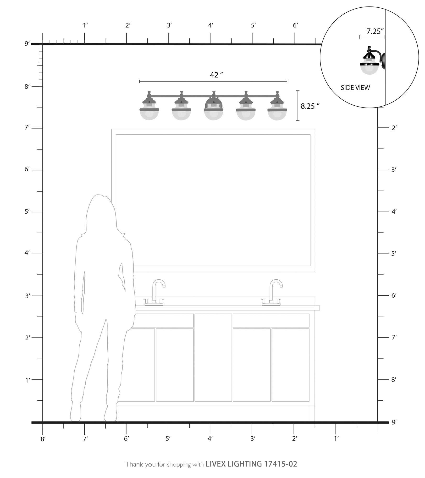 Oldwick 42" Wide Polished Brass 5-Light Vanity Bath Light
