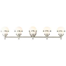 Image1 of Oldwick 5-Light 8.25-in Brushed Nickel Globe Vanity Light Bar